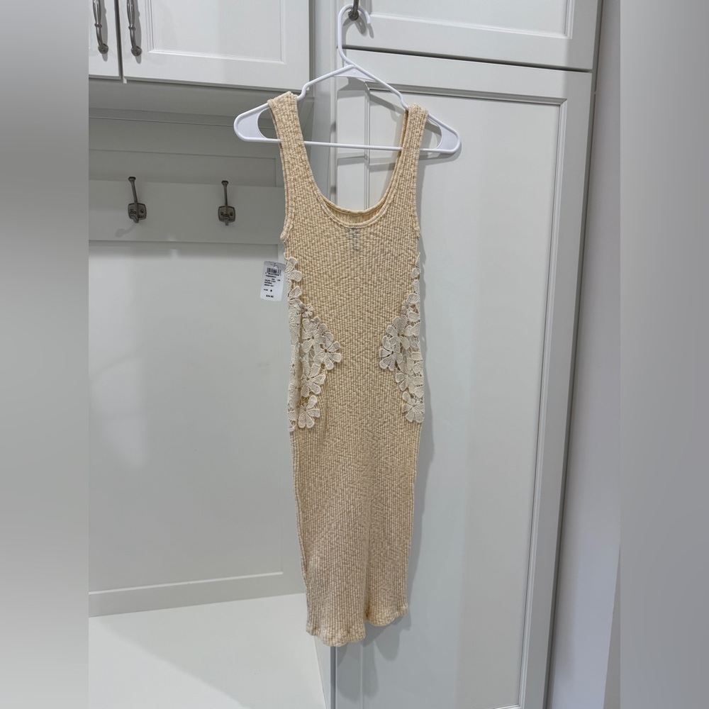 Vintage Tan Embellished Sheath Cover Up Dress - Picture 3 of 3